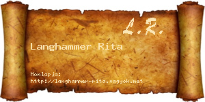 Langhammer Rita névjegykártya
