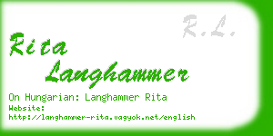 rita langhammer business card